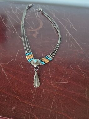 Bohemian Turquoise Feather Multi-Strand Necklace